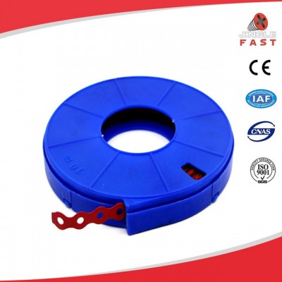 Perforated Banding , Rolled into a blue plastic container